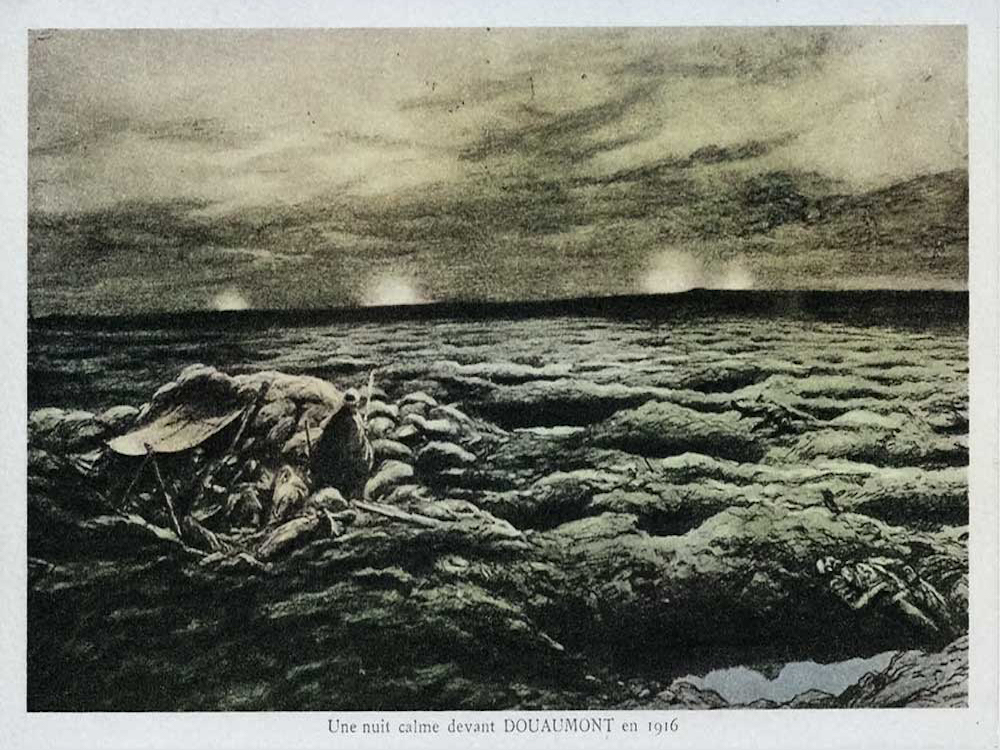 Een rustige nacht voor Douaumont in 1916.