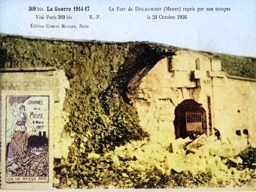 Fort Douaumont opnieuw ingenomen door de Fransen in oktober 1916.