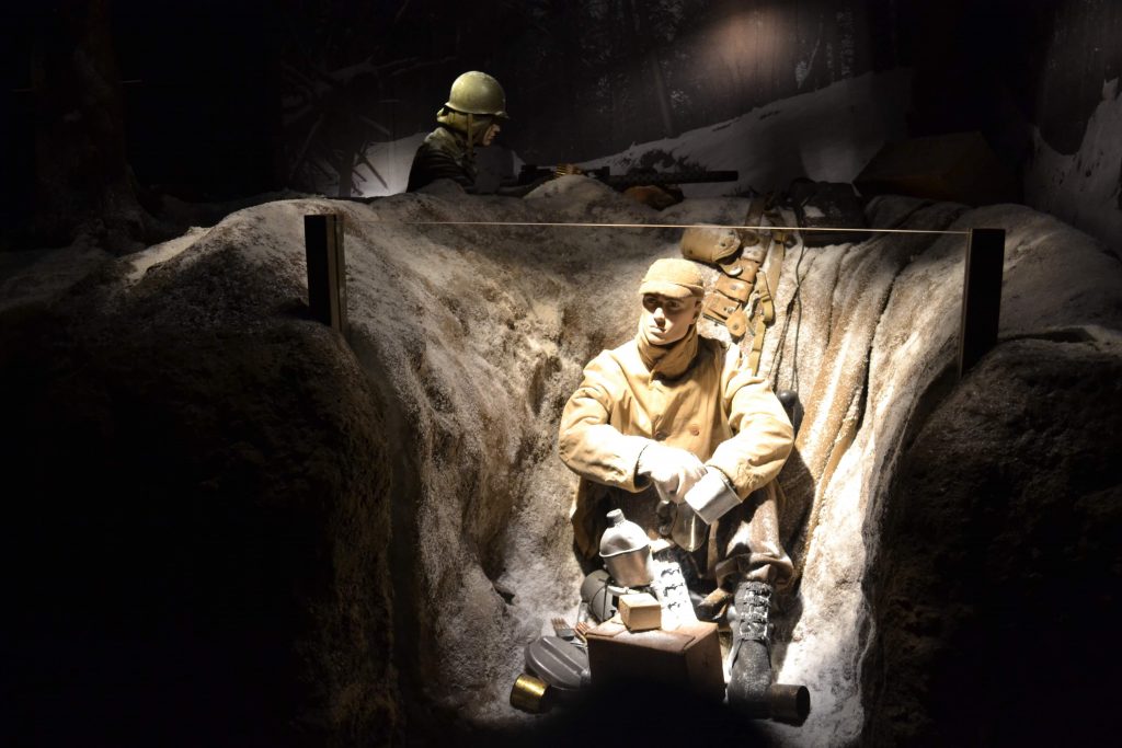 Reconstruction of a battlefield at the Baugnez 44 Historical Museum