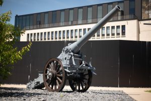 Old shell gun exposed in front of the Verdun Memorial