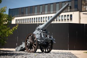 Old shell gun exposed in front of the Verdun Memorial